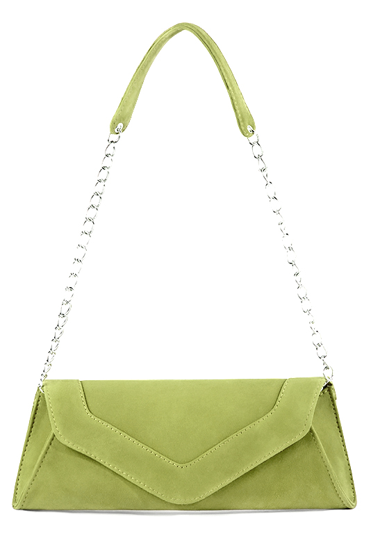 Pistachio green women's dress clutch, for weddings, ceremonies, cocktails and parties. Top view - Florence KOOIJMAN